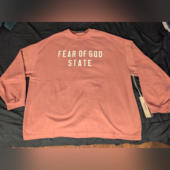 Essentials Fear of God, crimson, long sleeve heavy crewneck shirt - Picture 2 of 8